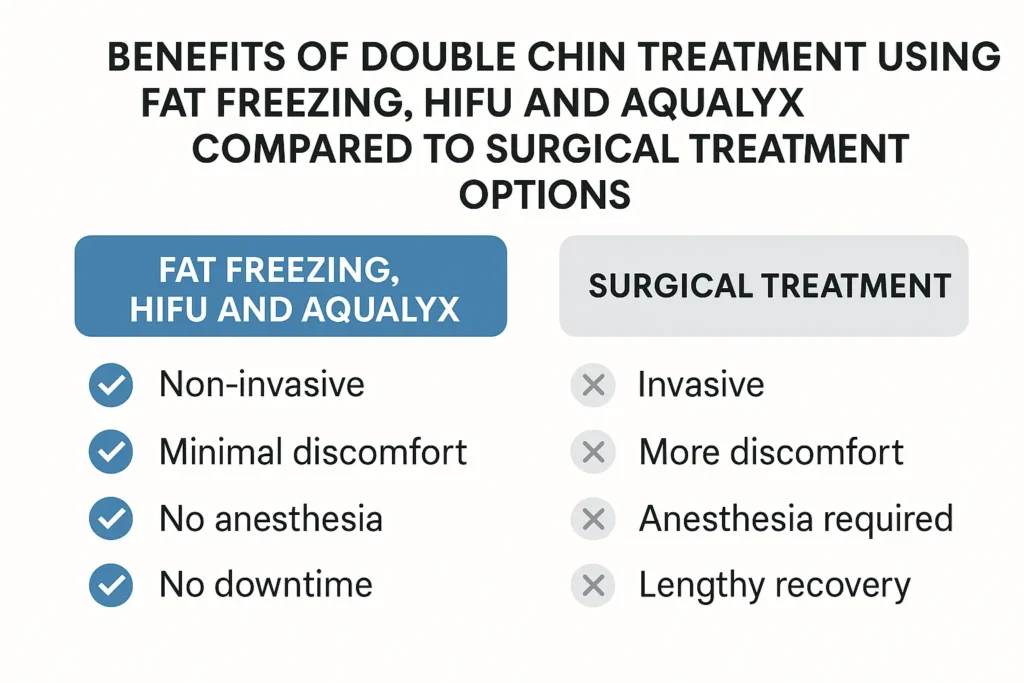 Graphic about the benefits of double chin treatment West Hendon - from LA LIPO