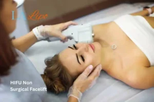 Woman having Hi-Fu to reduce wrinkles West Hendon.